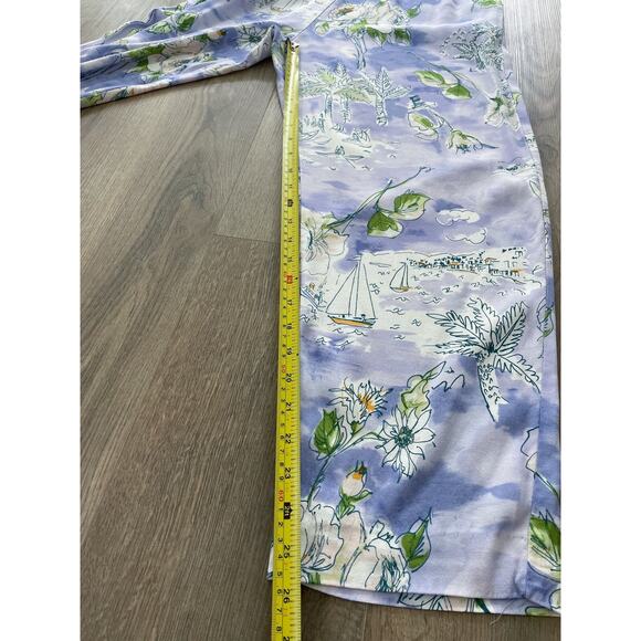 VINTAGE Sea Suns Hawaii Pants Peony Sailor Printed Cropped Capri S - Picture 9 of 12